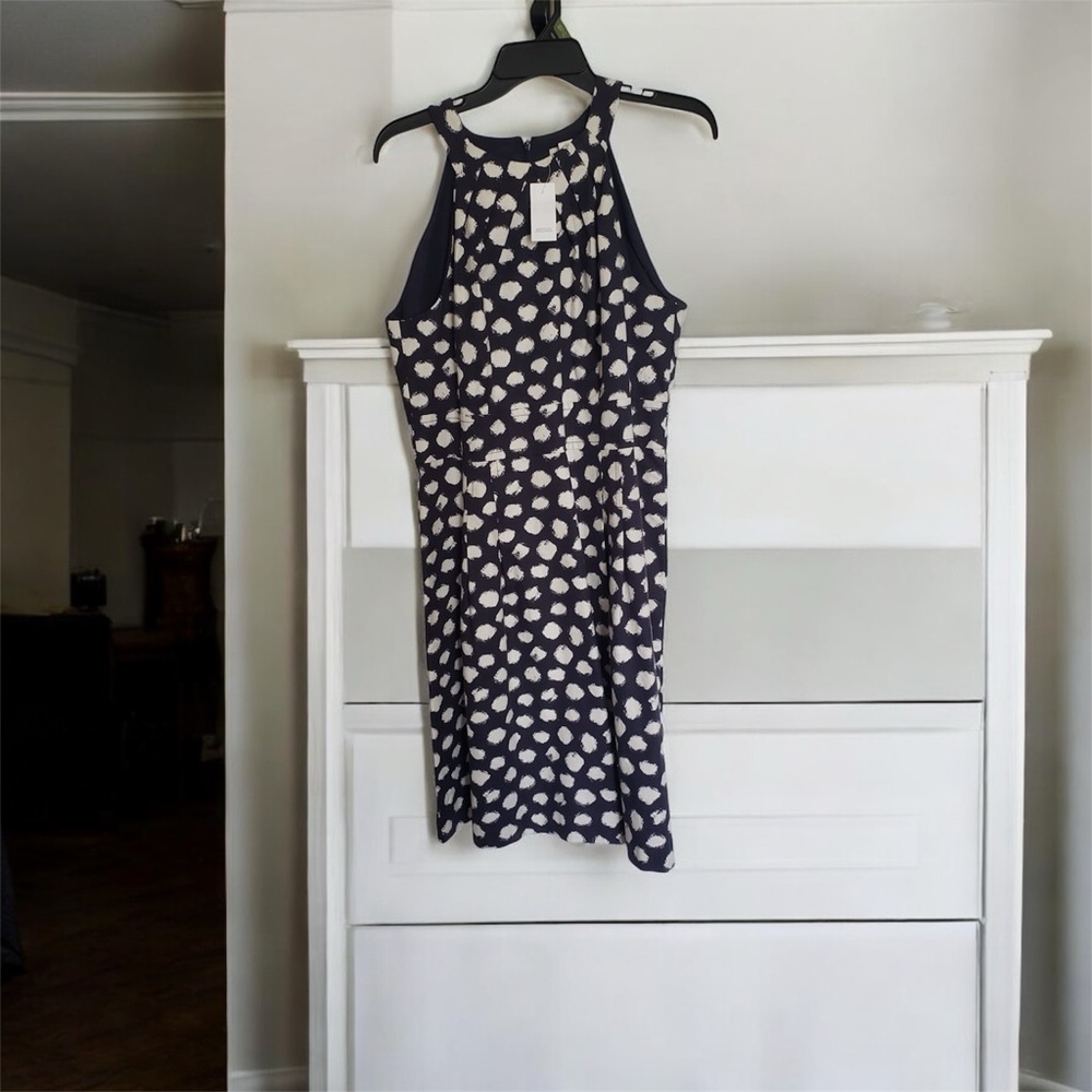 LOFT White and Blue Halter Sundress